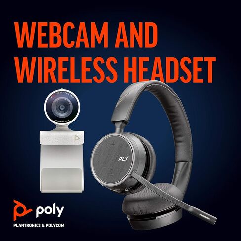 Plantronics Poly - كاميرا ويب Studio P5 مع مجموعة سماعات Voyager 4220 UC Polycom - كاميرا مؤتمرات فيديو احترافية بدقة 1080 بكسل عالية الدقة وسماعة رأس لاسلكية بلوتوث ستيريو - معتمدة للتكبير والفرق in Saudi Arabia