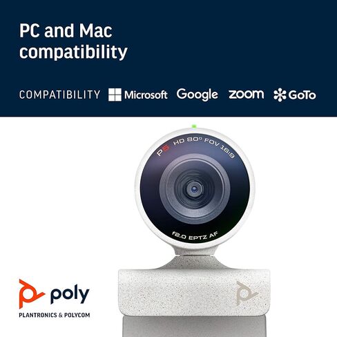 Plantronics Poly - كاميرا ويب Studio P5 مع مجموعة سماعات Voyager 4220 UC Polycom - كاميرا مؤتمرات فيديو احترافية بدقة 1080 بكسل عالية الدقة وسماعة رأس لاسلكية بلوتوث ستيريو - معتمدة للتكبير والفرق in Saudi Arabia