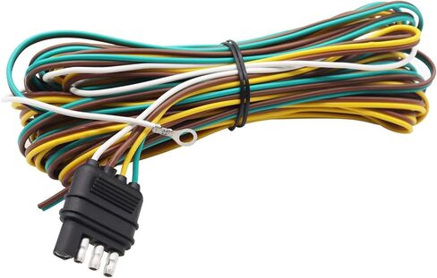 مجموعة أدوات تسخير أسلاك المقطورة ذات 4 أسلاك بطول 25 قدمًا و4 مسطحة، 4 دبابيس أسلاك مقطورة Wishbond مسطحة مع سلك أرضي أبيض مقاس 18 لمجموعة إضاءة مقطورة قارب المرافق Q-O-016 in Kuwait