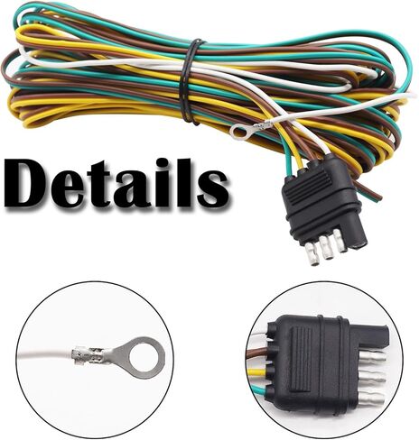 مجموعة أدوات تسخير أسلاك المقطورة ذات 4 أسلاك بطول 25 قدمًا و4 مسطحة، 4 دبابيس أسلاك مقطورة Wishbond مسطحة مع سلك أرضي أبيض مقاس 18 لمجموعة إضاءة مقطورة قارب المرافق Q-O-016 in Kuwait