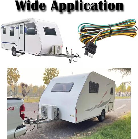 مجموعة أدوات تسخير أسلاك المقطورة ذات 4 أسلاك بطول 25 قدمًا و4 مسطحة، 4 دبابيس أسلاك مقطورة Wishbond مسطحة مع سلك أرضي أبيض مقاس 18 لمجموعة إضاءة مقطورة قارب المرافق Q-O-016 in Kuwait