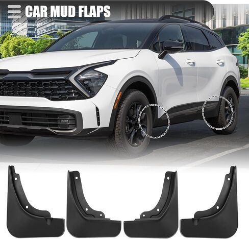 أغطية الطين للسيارة من موتفورتي، واقيات الرذاذ، لكيا سبورتاج 2022-2023، بلاستسي، مع مسمار، اسود، مجموعة واحدة in Kuwait