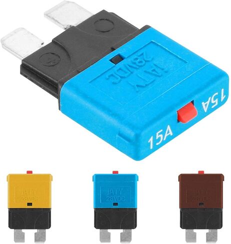 Car Blade Fuse Kit Resettable Auto Fuses 10Amp 15Amp 20Amp DEALPEAK 3Pcs/Set Manual Reset Reusable Circuit Breaker Blade Fuse Overload Protector Fuse for Car/RV/SUV/Truck/Motorcycle/Boat in Saudi Arabia