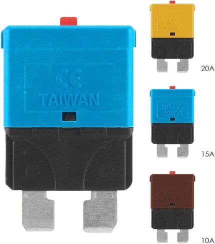 Car Blade Fuse Kit Resettable Auto Fuses 10Amp 15Amp 20Amp DEALPEAK 3Pcs/Set Manual Reset Reusable Circuit Breaker Blade Fuse Overload Protector Fuse for Car/RV/SUV/Truck/Motorcycle/Boat in Saudi Arabia
