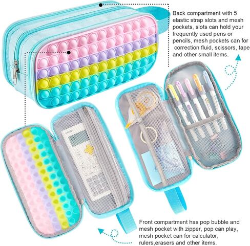 Big Pencil Case School Supplies for Kids, Large Pop Pencil Pouch, Back to School Gifts for Kids, Pencil Stationery Storage Bag, Classroom Supplies Cute Pencil Box for Girls Boys in Saudi Arabia