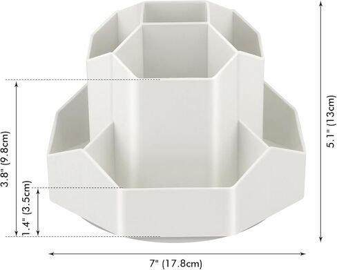 حامل أقلام وحامل أقلام دوار 360 درجة، منظم مكتب مع 9 أقسام للمدرسة والمكتب والاستخدام المنزلي (أبيض فاتح) in Kuwait