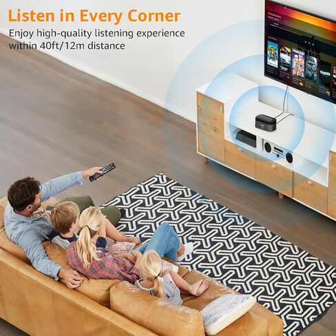 سماعات أذن لاسلكية 1Mii للاستماع إلى التلفزيون، سماعات رأس تلفزيون لاسلكية لكبار السن مع قاعدة شحن جهاز الإرسال، 2.4G زمن استجابة منخفض، التوصيل والتشغيل، للتلفزيون البصري، AUX، RCA Ported in Kuwait