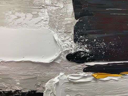 الفن، 24 × 48 بوصة عمل فني أكريليك مرسومة يدويًا لوحة زيتية تجريدية مزخرفة باللونين الأسود والأبيض بخط ذهبي فن جداري مؤطر للتعليق على الحائط فن ديكور in Saudi Arabia