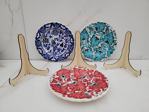 Turkish Decorative Plates Set of 3-7.08" Handmade Ceramic for Wall Hanging Decors in Kuwait