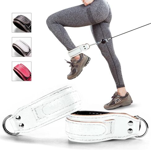 حزام الكاحل لآلة الكابلات، زوج واحد من أحزمة الكاحل الجلدية لصالة الألعاب الرياضية لآلة الكابلات، ملحقات الكفة لتمارين الظهر، تمارين الغلوت، ملحقات الساق، حزام الساق للتمارين الرياضية in Kuwait