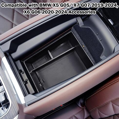 صينية تنظيم وحدة التحكم المركزية TACOBRO متوافقة مع ملحقات BMW X5 G05/ X6 G06/ X7 G07، X5 G05/ X7 G07 2019-2024، X6 G06 2020-2024 صندوق قفازات مسند الذراع للتخزين الثانوي، أسود in Saudi Arabia