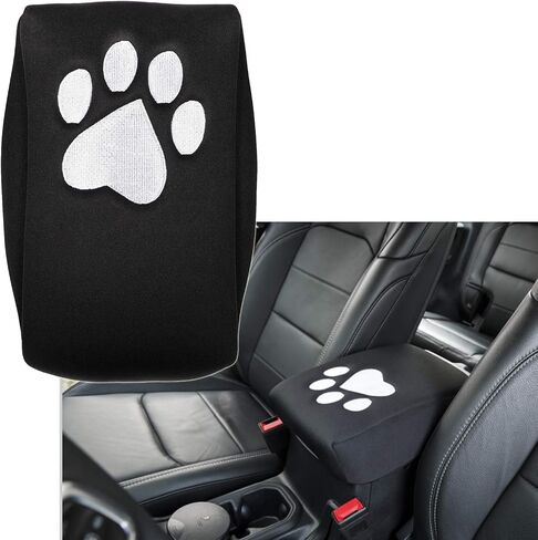 E-cowlboy Neoprene Center Console Armrest Pad Cover Black Dog Paw Print Protector Cushion for Jeep 2011-2022 Grand Cherokee in Saudi Arabia
