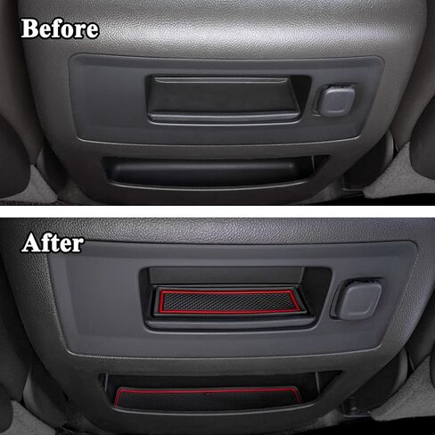 JKCOVER متوافق مع 2014-2018 Chevy Silverado/GMC Sierra Accessories حامل أكواب وحدة التحكم المركزية وسجاد بطانة جيب الباب إدراج حصائر مطاطية (لكابينة الطاقم مع مقاعد الدلو) 31 قطعة مع زخرفة حمراء in Kuwait