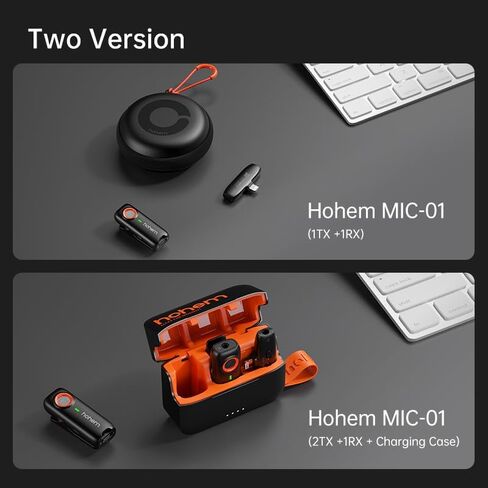 hohem Mic, Wireless Lavalier Microphone, Plug & Play, DSP Noise Cancellation, 20-Hour Battery, Microphone for iPhone, Record Interview, Vlogs, Tiktok (2 TX + 1 RX + Charging Case) (White) in Saudi Arabia