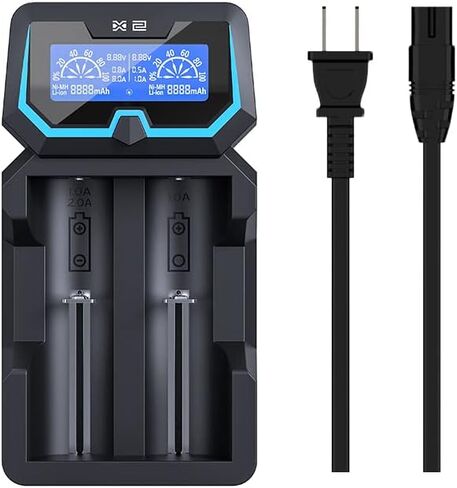 XTAR New X2 Extended Version 18650 Charger Protected 21700 18650 Battery and Charger Max 2A Charging Current w LCD Display 3.7V Battery Charger for 18350 26650 1.2V Ni-MH/ Ni-CD AC and Mirco USB Ports in Saudi Arabia