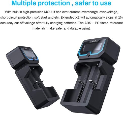 XTAR New X2 Extended Version 18650 Charger Protected 21700 18650 Battery and Charger Max 2A Charging Current w LCD Display 3.7V Battery Charger for 18350 26650 1.2V Ni-MH/ Ni-CD AC and Mirco USB Ports in Saudi Arabia