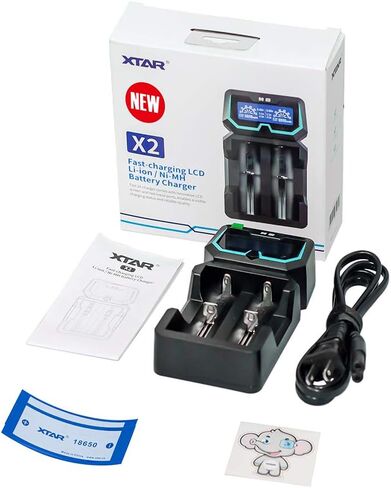 XTAR New X2 Extended Version 18650 Charger Protected 21700 18650 Battery and Charger Max 2A Charging Current w LCD Display 3.7V Battery Charger for 18350 26650 1.2V Ni-MH/ Ni-CD AC and Mirco USB Ports in Saudi Arabia