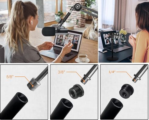 Microphone Extension Rods, 4pcs 5/8" Female to 5/8" Male Mic Extension Pole for Tripod and Boom Desk Stand, with 2pcs 3/8'' to 5/8'' and 2pcs 1/4'' to 5/8'' Adapter in Saudi Arabia