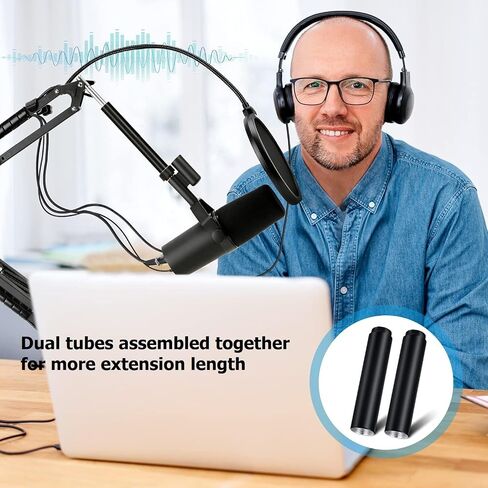 Microphone Extension Rods, 4pcs 5/8" Female to 5/8" Male Mic Extension Pole for Tripod and Boom Desk Stand, with 2pcs 3/8'' to 5/8'' and 2pcs 1/4'' to 5/8'' Adapter in Saudi Arabia