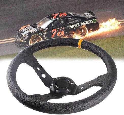 عجلة قيادة من الجلد والألمنيوم مقاس 14 بوصة 350 مم، طبق 6 مسامير مع PVC لعجلة قيادة السباق الرياضي in Kuwait