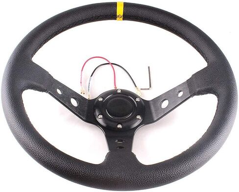 عجلة قيادة من الجلد والألمنيوم مقاس 14 بوصة 350 مم، طبق 6 مسامير مع PVC لعجلة قيادة السباق الرياضي in Kuwait