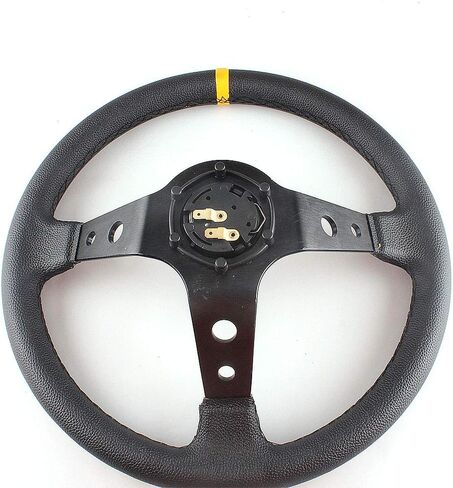 عجلة قيادة من الجلد والألمنيوم مقاس 14 بوصة 350 مم، طبق 6 مسامير مع PVC لعجلة قيادة السباق الرياضي in Kuwait