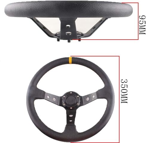 عجلة قيادة من الجلد والألمنيوم مقاس 14 بوصة 350 مم، طبق 6 مسامير مع PVC لعجلة قيادة السباق الرياضي in Kuwait