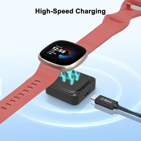 شاحن ساعة Ruxely Fitbit قطعتين، بديل للساعة الذكية USB كابل مغناطيسي سريع لشحن حامل الحبل لجهاز Sense/Sense 2 لتتبع اللياقة البدنية، Versa 3 4، حامل محمول متين ومغناطيس قوي in Saudi Arabia