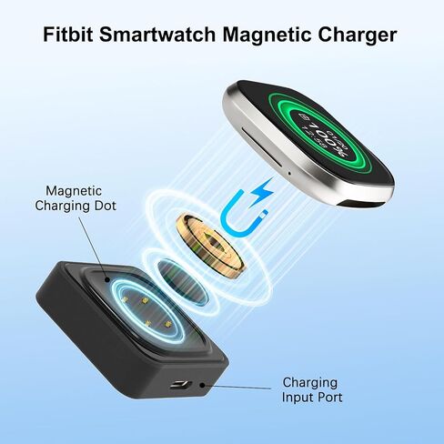 شاحن ساعة Ruxely Fitbit قطعتين، بديل للساعة الذكية USB كابل مغناطيسي سريع لشحن حامل الحبل لجهاز Sense/Sense 2 لتتبع اللياقة البدنية، Versa 3 4، حامل محمول متين ومغناطيس قوي in Saudi Arabia