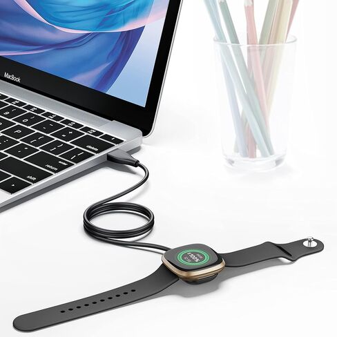 شاحن ساعة مكون من قطعتين متوافق مع Fitbit Versa 4/Versa 3/Sense 2/ Sense، شاحن كابل شحن USB بديل لقاعدة شحن محمولة لـ Fitbit Versa 4/3 (3.3 قدم + 3.3 قدم) in Kuwait
