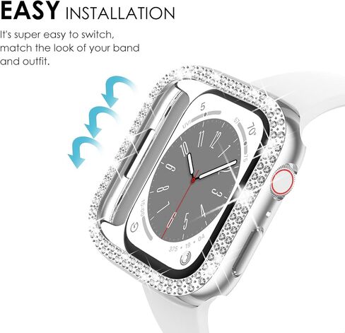 NewWays 5-Pack Bling Cases Compatible for Apple Watch 44mm Series 4 5 6 SE, Sparkling Diamonds Glitter Crystal Rhinestone Protective Bumper for iWatch (44mm, Black/Pink/Rose Gold/Silver/Clear) in Kuwait