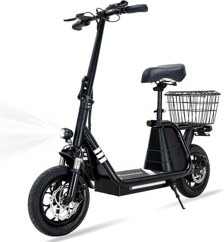 EVERCROSS ES2 Electric Scooter with Seat, Foldable Electric Scooter Adults with Basket, Up to 18.6Mph 22~28Miles Long Range, 400W Motor 12" Pneumatic Tire Escooter for Commuting in Kuwait