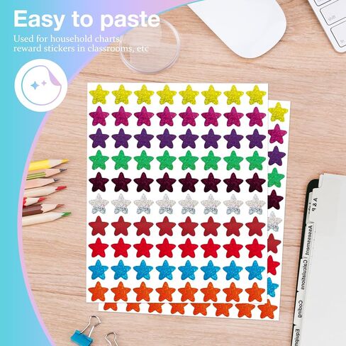 1600 ملصق نجمة لامعة لامعة لمكافأة الأطفال، ملصقات معدنية لامعة على شكل نجمة مقاس 1 بوصة لمخطط السلوك، ملصقات لمخطط الطلاب ومستلزمات مدرسي الفصول الدراسية in Kuwait