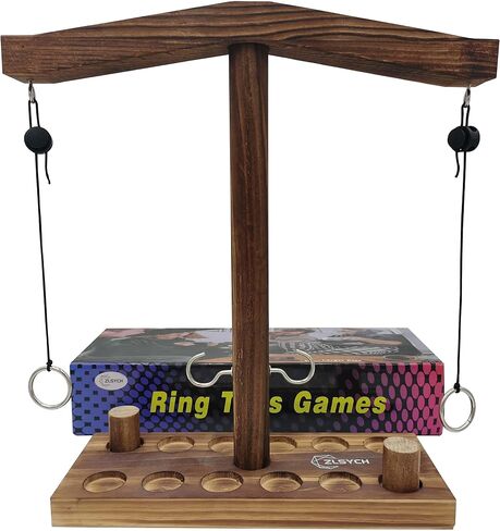 Ring toss Game for Adults and Kids, Ring toss with Shot Ladder, Larger Base to Ensure Stability, Fast-paced Interactive Ring and Hook Game Ring toss, Wooden Clash toss Game in Saudi Arabia
