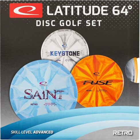 D·D DYNAMIC DISCS Latitude 64 Advanced 3 Disc Retro Burst Starter Set | يشتمل على حجر مفاتيح ريترو، وفتيل ريترو، وقديس ريترو | (سيختلف ختم ولون جولف الفريسبي) in Kuwait