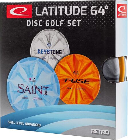 D·D DYNAMIC DISCS Latitude 64 Advanced 3 Disc Retro Burst Starter Set | يشتمل على حجر مفاتيح ريترو، وفتيل ريترو، وقديس ريترو | (سيختلف ختم ولون جولف الفريسبي) in Kuwait