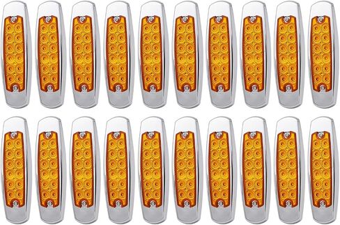 20x 24V DC 6.4 Inch Amber 12 LED Side Marker Lights Truck Chrome Bezel Pickup Trailer Bus RV Boat in Saudi Arabia
