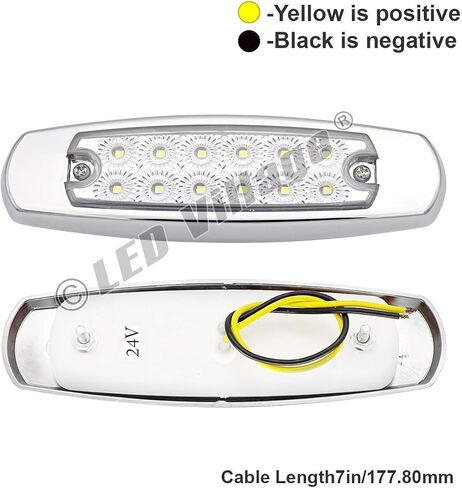 20x 24V DC 6.4 Inch Amber 12 LED Side Marker Lights Truck Chrome Bezel Pickup Trailer Bus RV Boat in Saudi Arabia