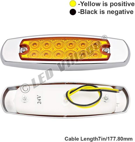 20x 24V DC 6.4 Inch Amber 12 LED Side Marker Lights Truck Chrome Bezel Pickup Trailer Bus RV Boat in Saudi Arabia