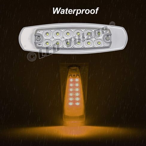 20x 24V DC 6.4 Inch Amber 12 LED Side Marker Lights Truck Chrome Bezel Pickup Trailer Bus RV Boat in Saudi Arabia