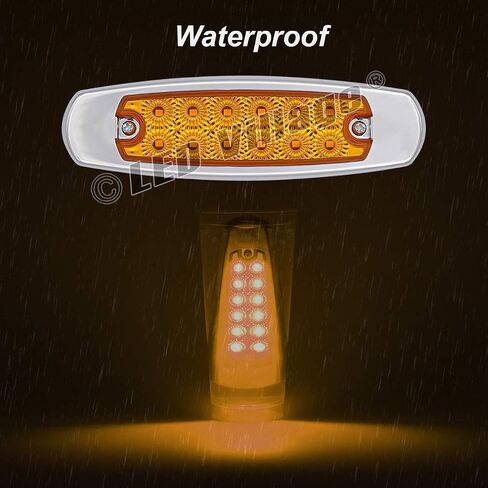 20x 24V DC 6.4 Inch Amber 12 LED Side Marker Lights Truck Chrome Bezel Pickup Trailer Bus RV Boat in Saudi Arabia