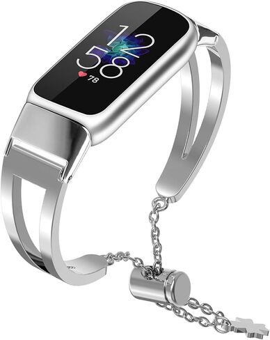 NINKI سوار معدني متوافق مع سوار Fitbit Luxe الفضي للنساء، سوار فاخر قابل للتعديل للسيدات مجوهرات معدنية Fitbit Luxe سوار للنساء مقاس كبير، شريط ربط لأحزمة Fitbit Luxe in Kuwait