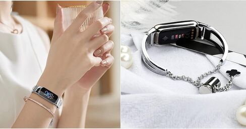 NINKI سوار معدني متوافق مع سوار Fitbit Luxe الفضي للنساء، سوار فاخر قابل للتعديل للسيدات مجوهرات معدنية Fitbit Luxe سوار للنساء مقاس كبير، شريط ربط لأحزمة Fitbit Luxe in Kuwait