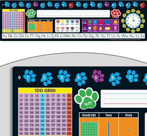 24PK Paw Prints لوحة اسم مرجعية بلاستيكية فاخرة ذاتية اللصق لسطح المكتب مع حروف وأرقام وألوان وأشكال ثنائية وثلاثية الأبعاد، 120 شبكة، يسار ويمين، قاعدة 10 والوقت in Saudi Arabia