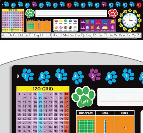 24PK Paw Prints لوحة اسم مرجعية بلاستيكية فاخرة ذاتية اللصق لسطح المكتب مع حروف وأرقام وألوان وأشكال ثنائية وثلاثية الأبعاد، 120 شبكة، يسار ويمين، قاعدة 10 والوقت in Kuwait