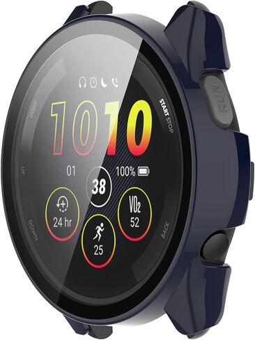 Hard PC Case Compatible with Garmin Forerunner 265 Screen Protector Cover, Tempered Glass Full Cover Case Bumper Shell for Garmin Forerunner 265 Smartwatch Accessory (3*Black) in Kuwait