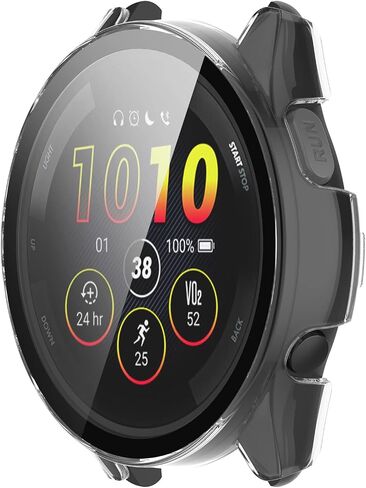 Hard PC Case Compatible with Garmin Forerunner 265 Screen Protector Cover, Tempered Glass Full Cover Case Bumper Shell for Garmin Forerunner 265 Smartwatch Accessory (3*Black) in Kuwait