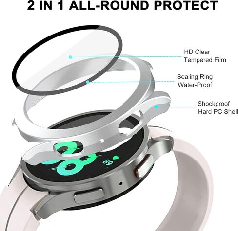 NINKI Waterproof Case Compatible Samsung Galaxy Watch 5 Case Clear 44MM,Hard PC Anti-Scratch Transparent Galaxy Watch 4 44MM Case Waterproof,Shockproof Protective Case for Galaxy Watch 5 Clear Cover in Saudi Arabia