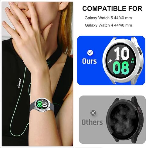 NINKI Waterproof Case Compatible Samsung Galaxy Watch 5 Case Clear 44MM,Hard PC Anti-Scratch Transparent Galaxy Watch 4 44MM Case Waterproof,Shockproof Protective Case for Galaxy Watch 5 Clear Cover in Saudi Arabia