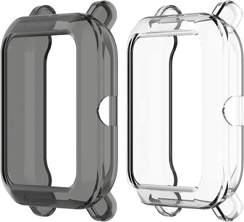 Cases Compatible with Amazfit GTS 2 Mini/Bip U Pro Soft TPU Shockproof Case Protective Cover Bumper Protector for GTS 2 Mini Smartwatch (Black+Clear) in Saudi Arabia